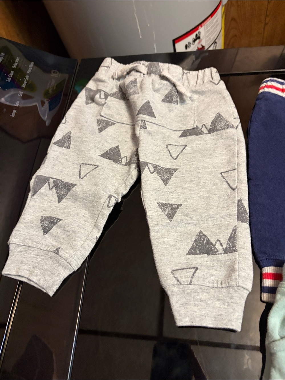 Gray Triangle-Print Kids Jogger Pants